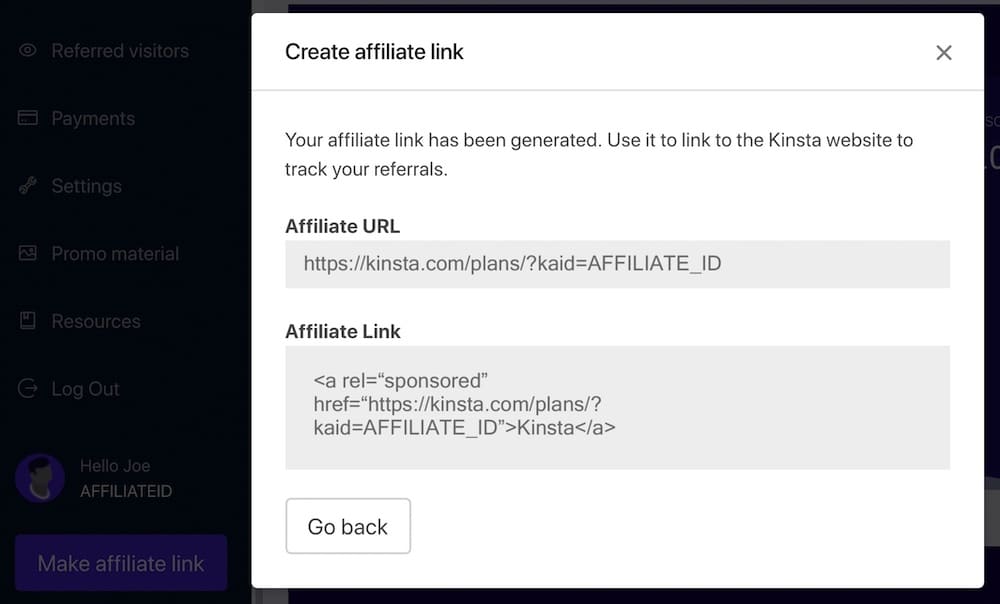Generando enlace de afiliados y código HTML