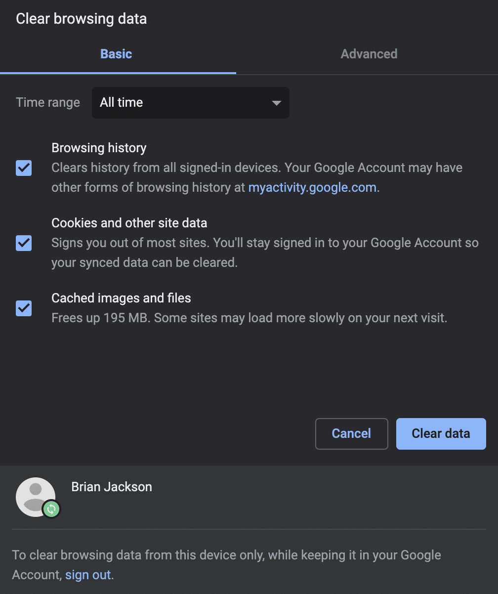 Borrar datos de navegación