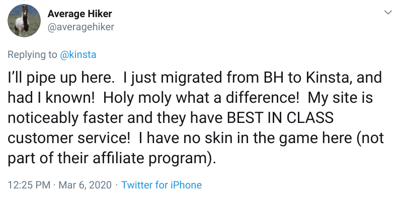 bluehost kinsta twitter