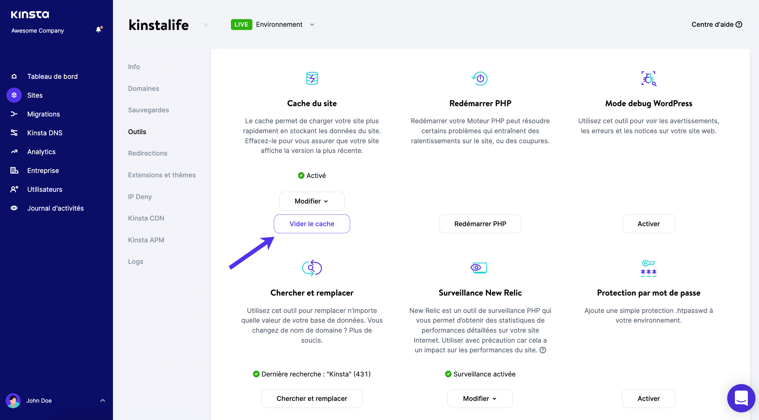 Vider le cache WordPress