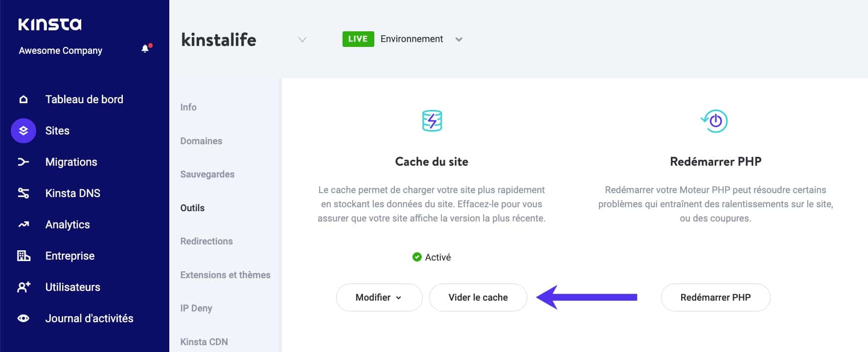 Vider le cache WordPress