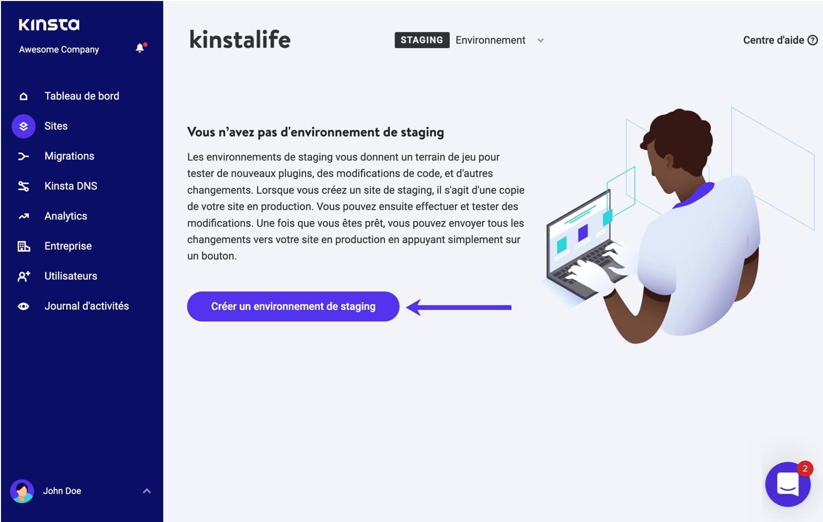Créer un environnement de mise en scène