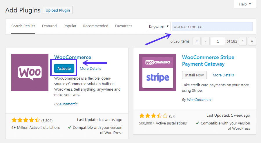 Activer WooCommerce