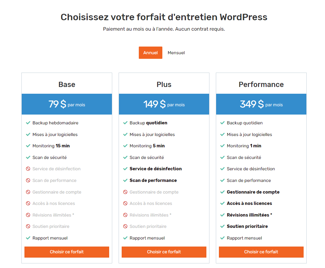 Forfaits SatelliteWP