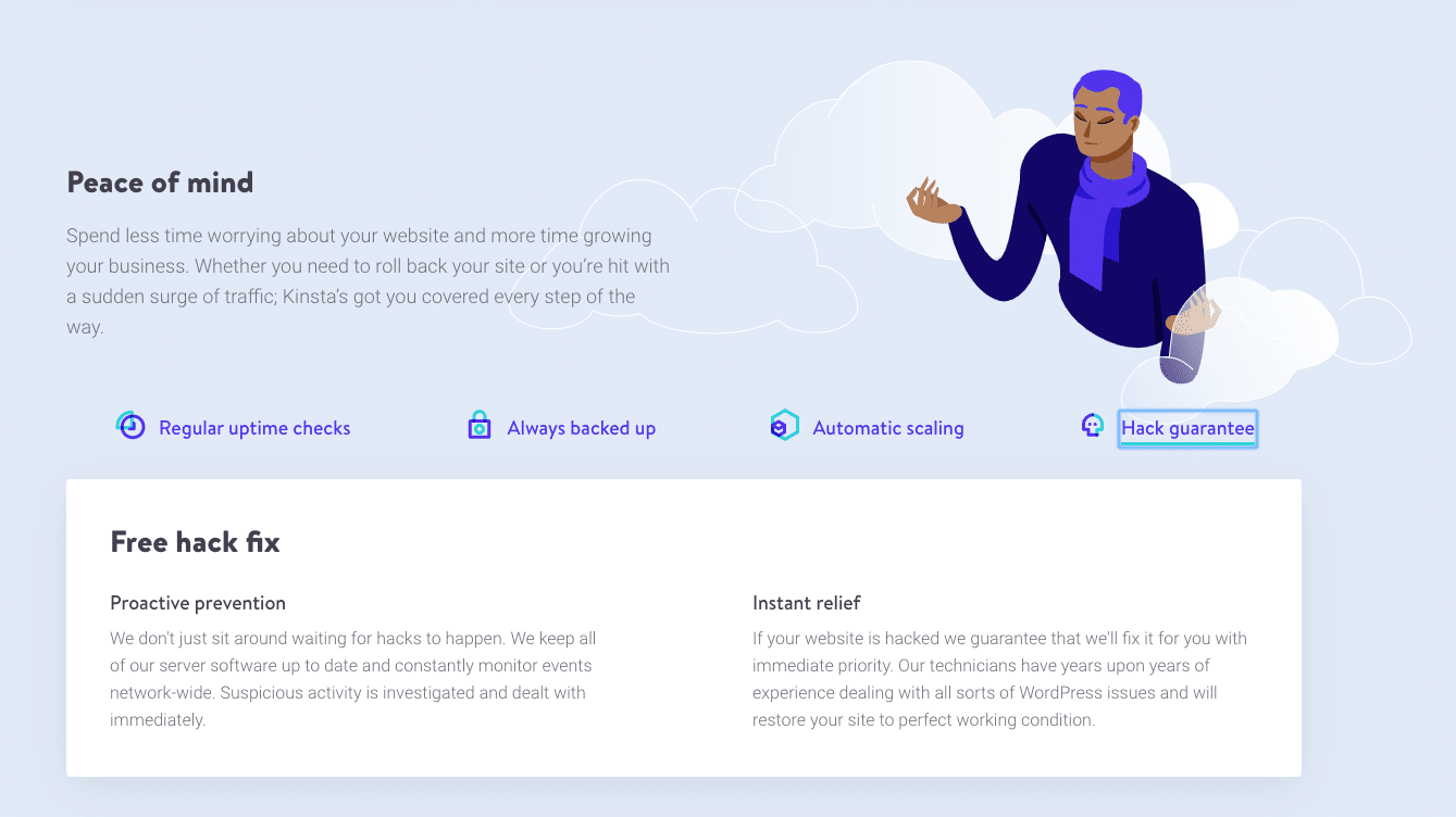 La garantie sans piratage de Kinsta