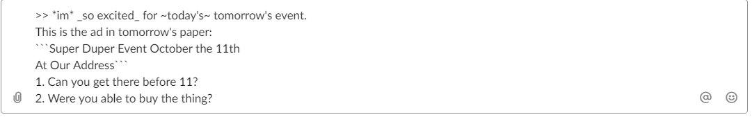 Formatage des messages Slack