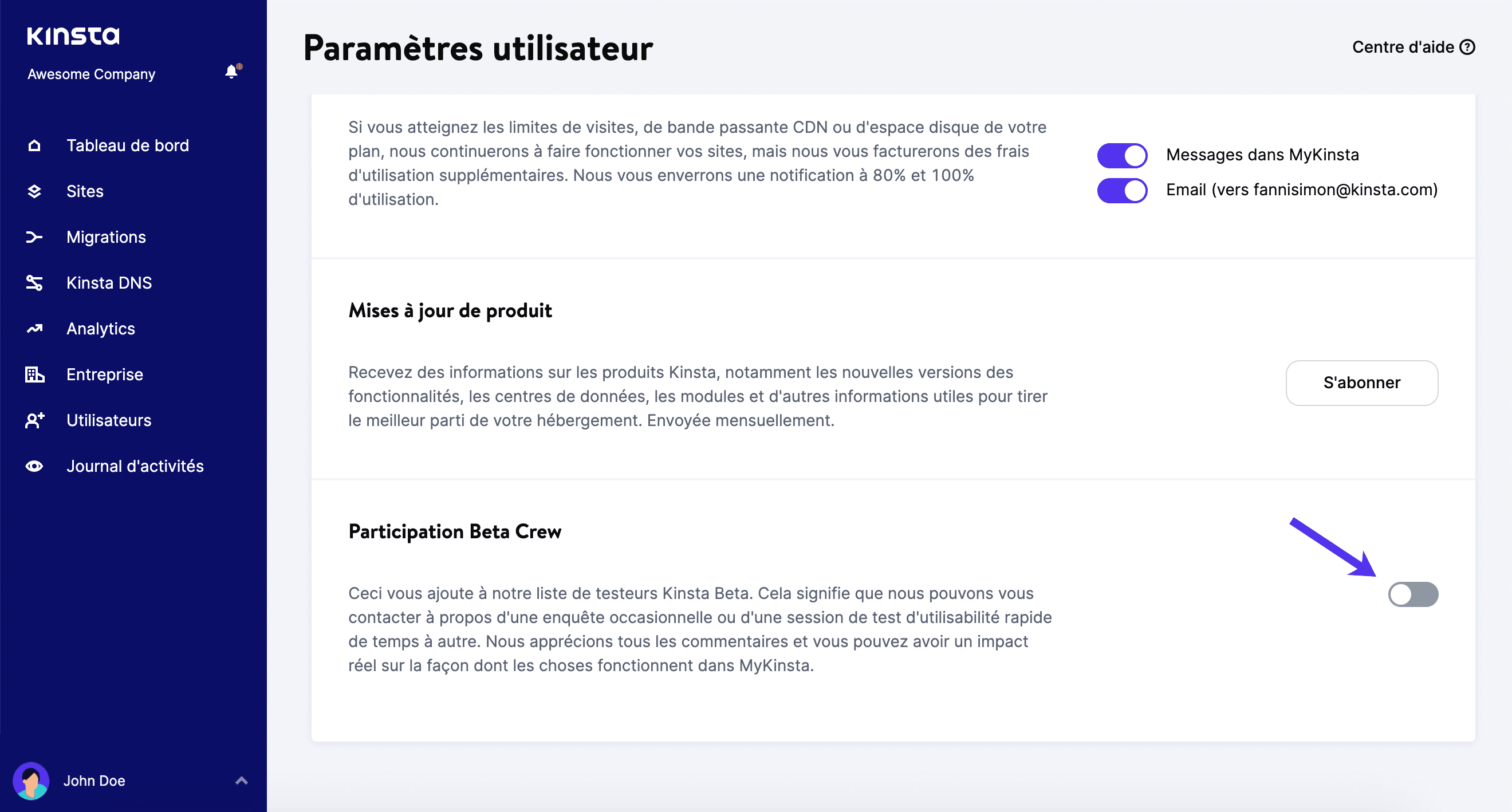 Rejoignez la Kinsta Beta Crew