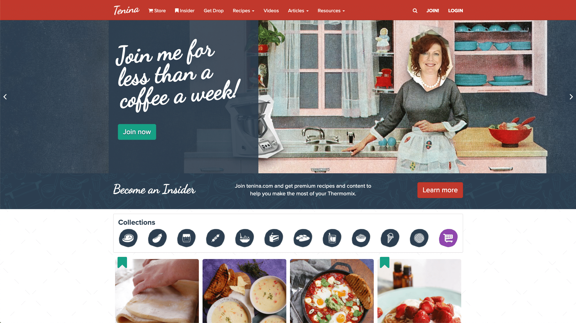 Tenina, livres de cuisine et ustensiles de cuisine