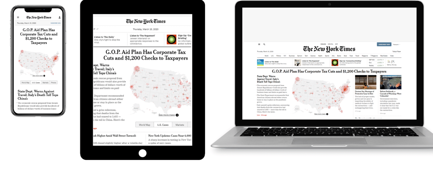 NYT sur mobile, tablette et ordinateur portable