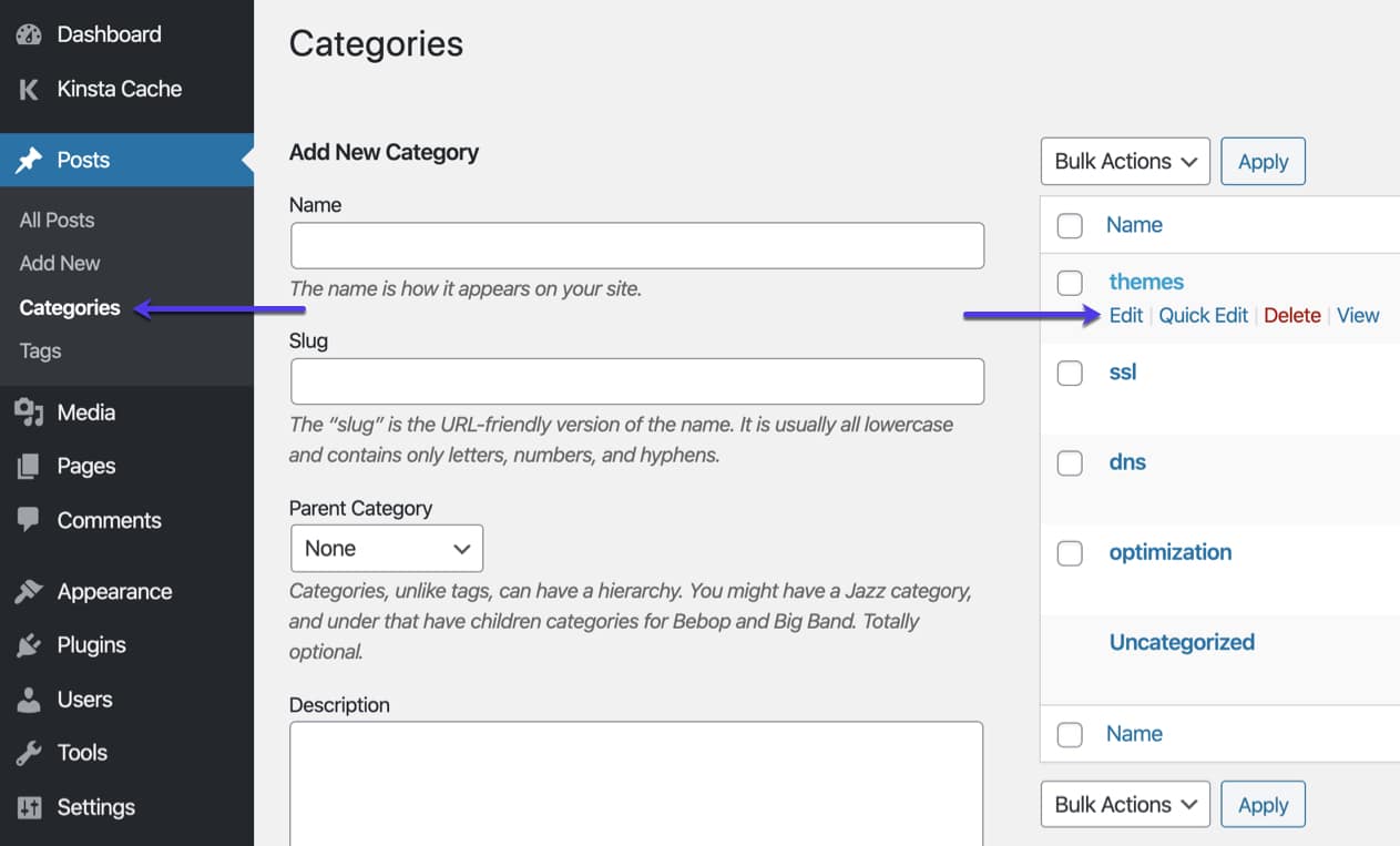 Éditer le slug de WordPress.