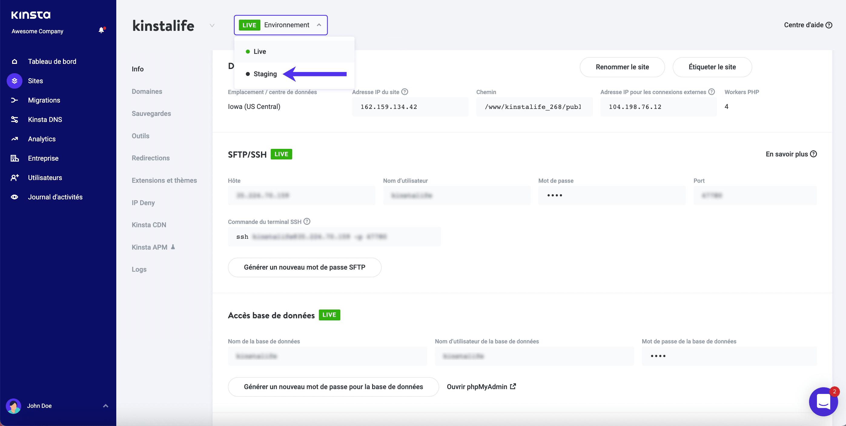 Environnement de mise en scène.