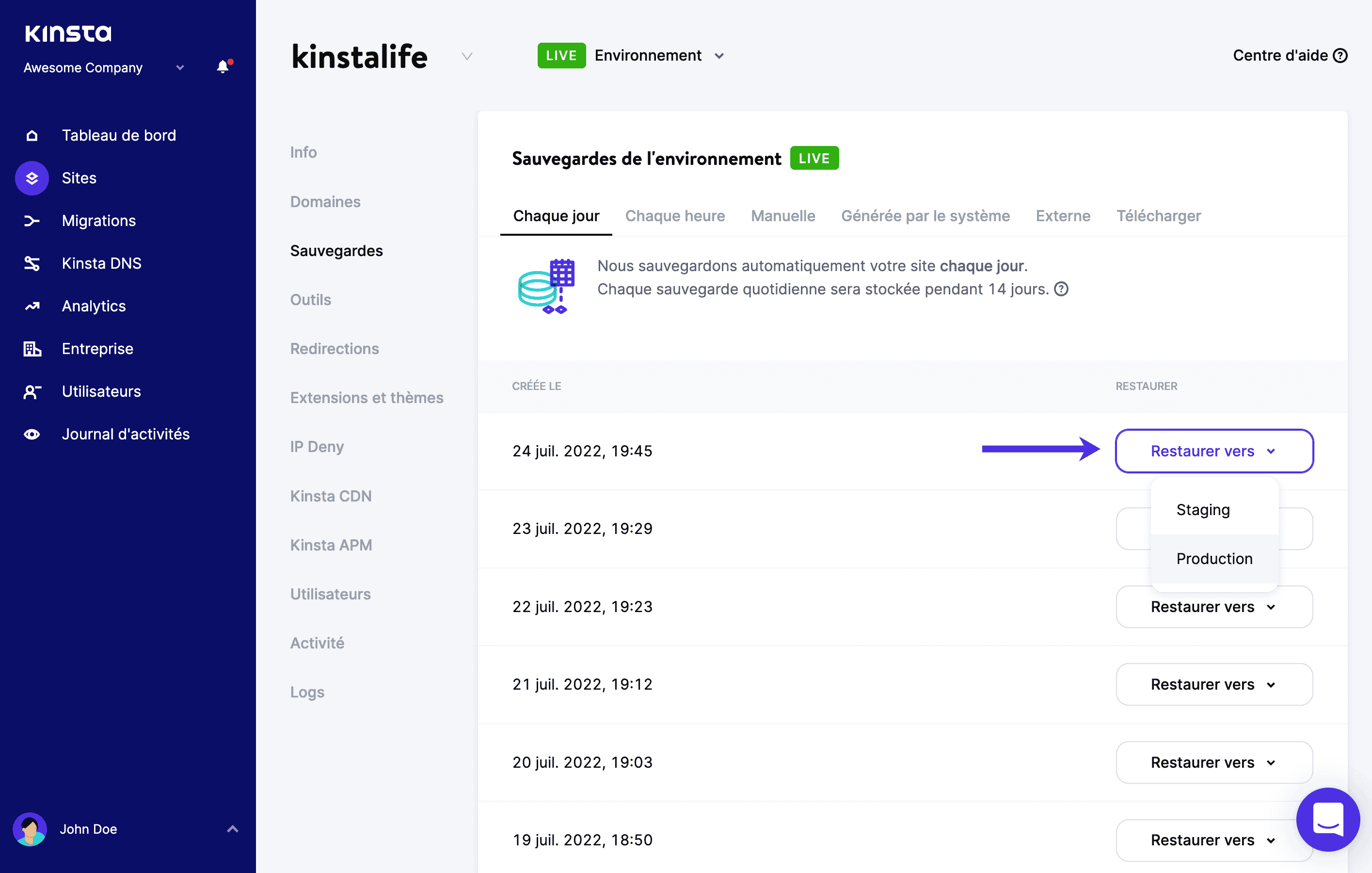 Restaurer une sauvegarde WordPress