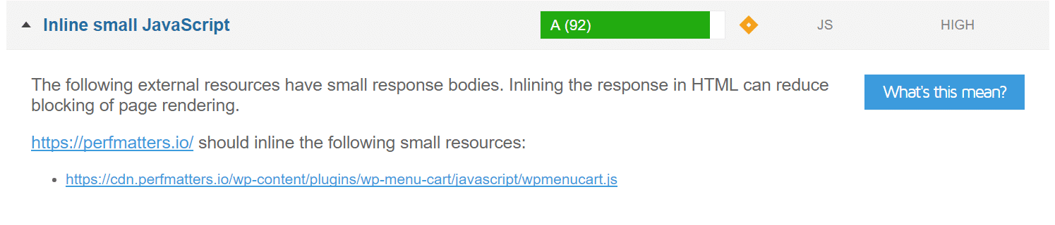 Inserite JavaScript piccoli in linea