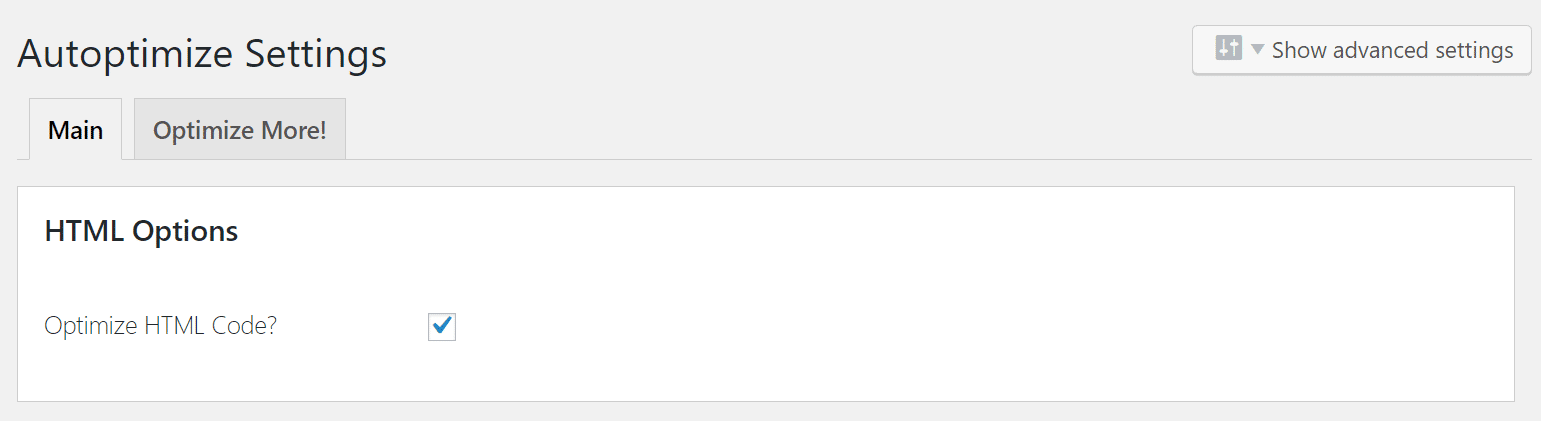 Ottimizzare il codice HTML in Autoptimize