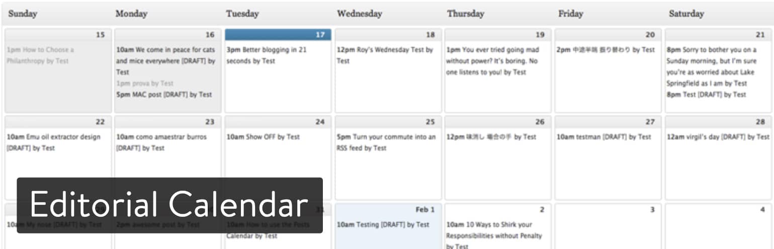 Il plugin WordPress Editorial Calendar