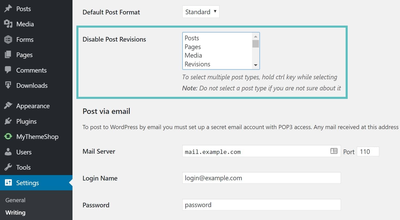 Disable Post Revision