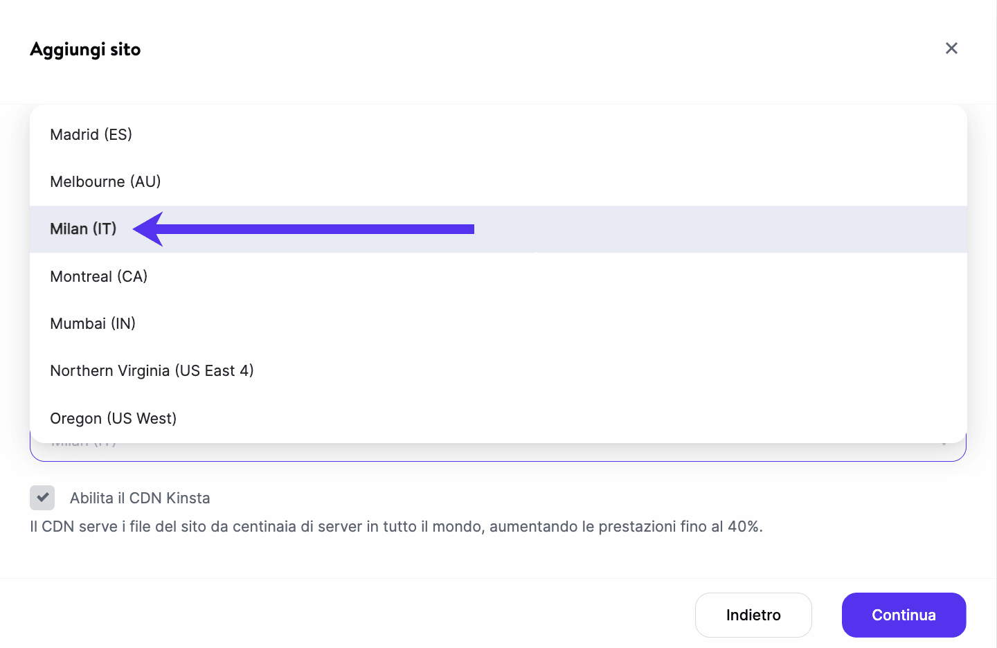 La localizzazione dei server di Google Cloud Platform.