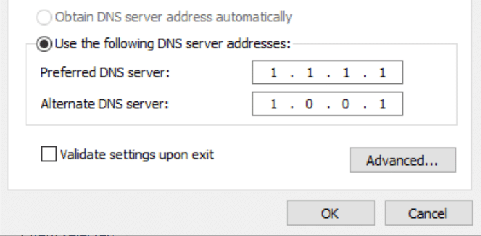 Indirizzi DNS del server