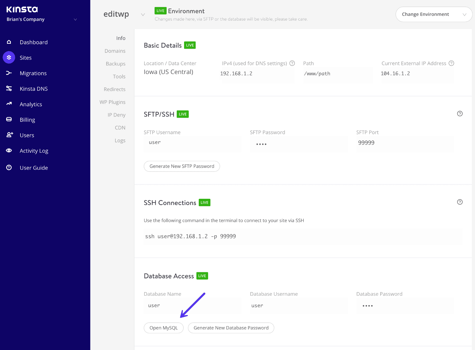 Accesso a phpMyAdmin