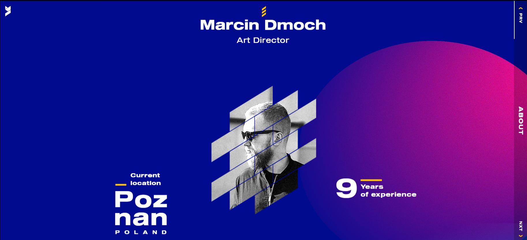 Homepage del sito portfolio di Marcin Dmoch