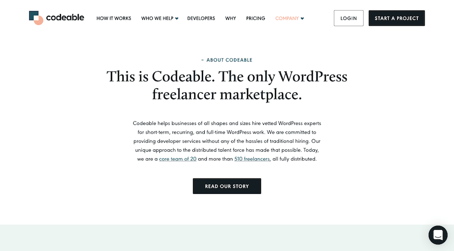 About page di Codeable