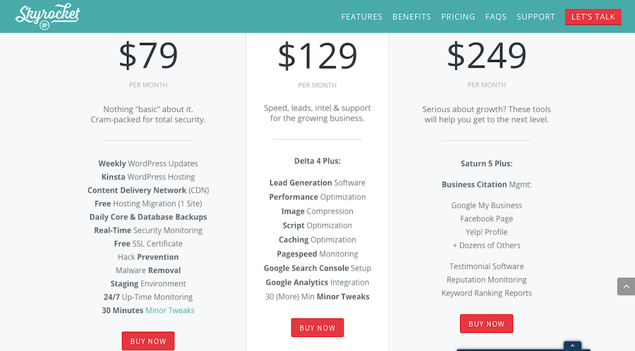 SkyrocketWP semplifica l'iscrizione ai servizi di manutenzione.