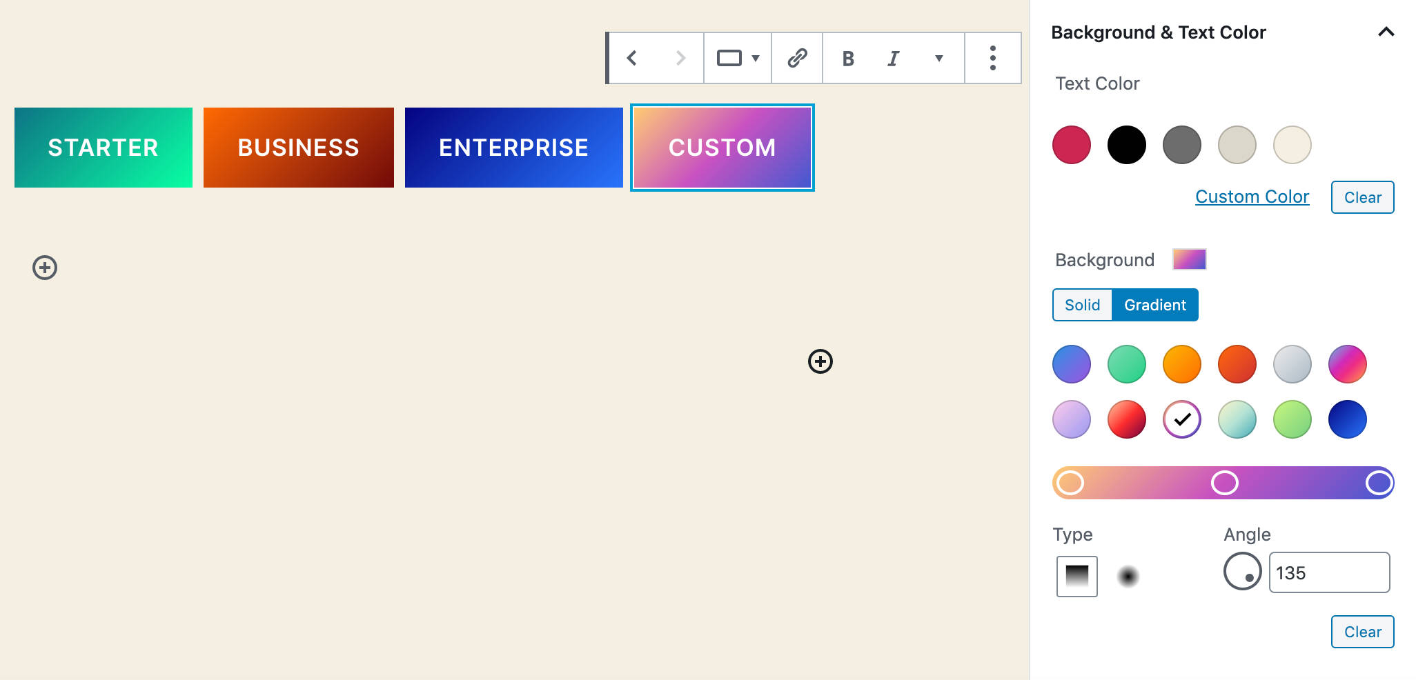 Opzioni rinnovate per il colore dei pulsanti