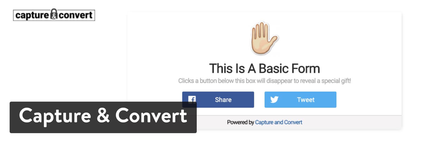 Banner della homepage di Capture & Convert sulla directory dei plugin WordPress