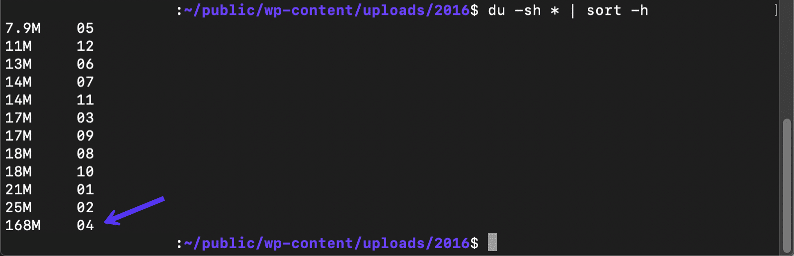 SSHで見た重いフォルダ