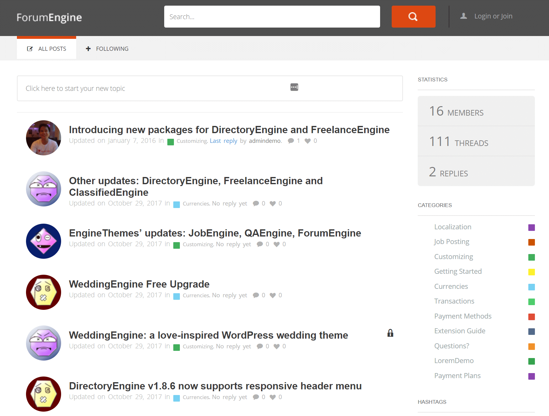 WordPressフォーラムの例