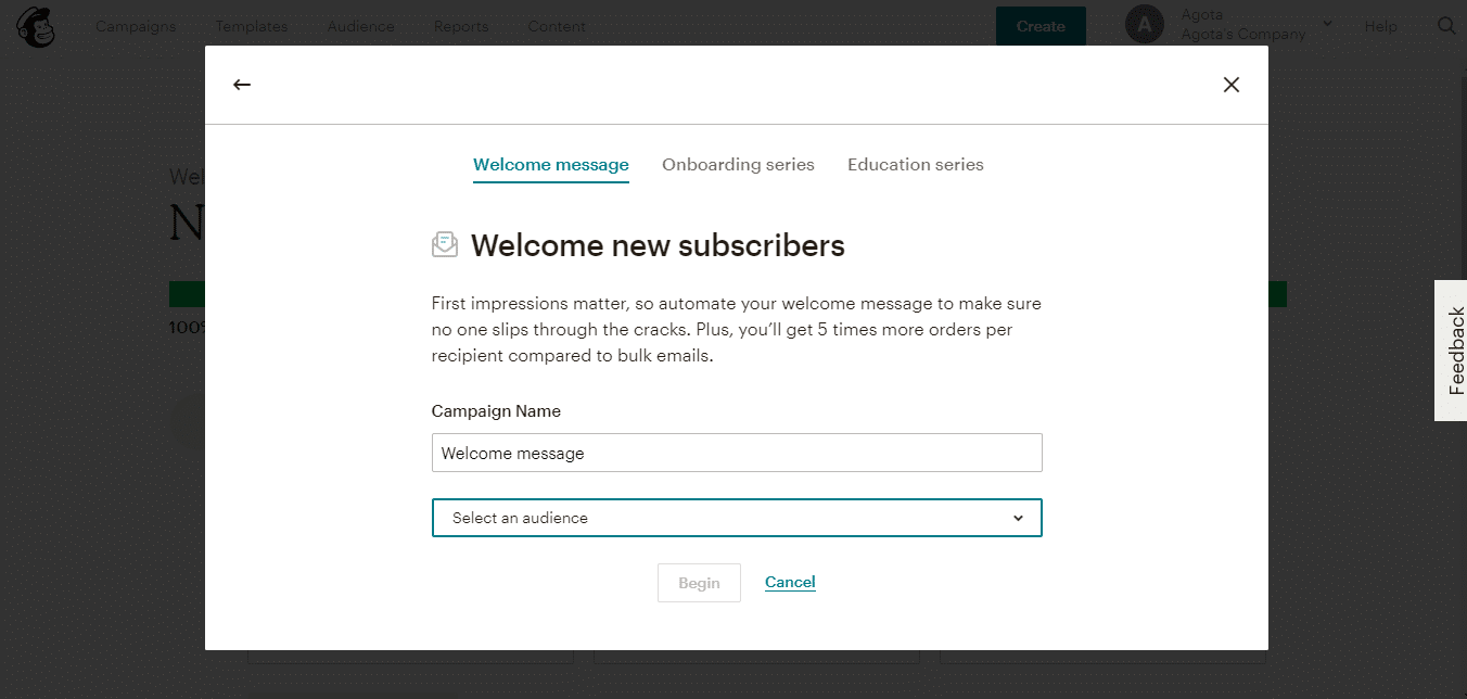 Mailchimpの自動配信メール