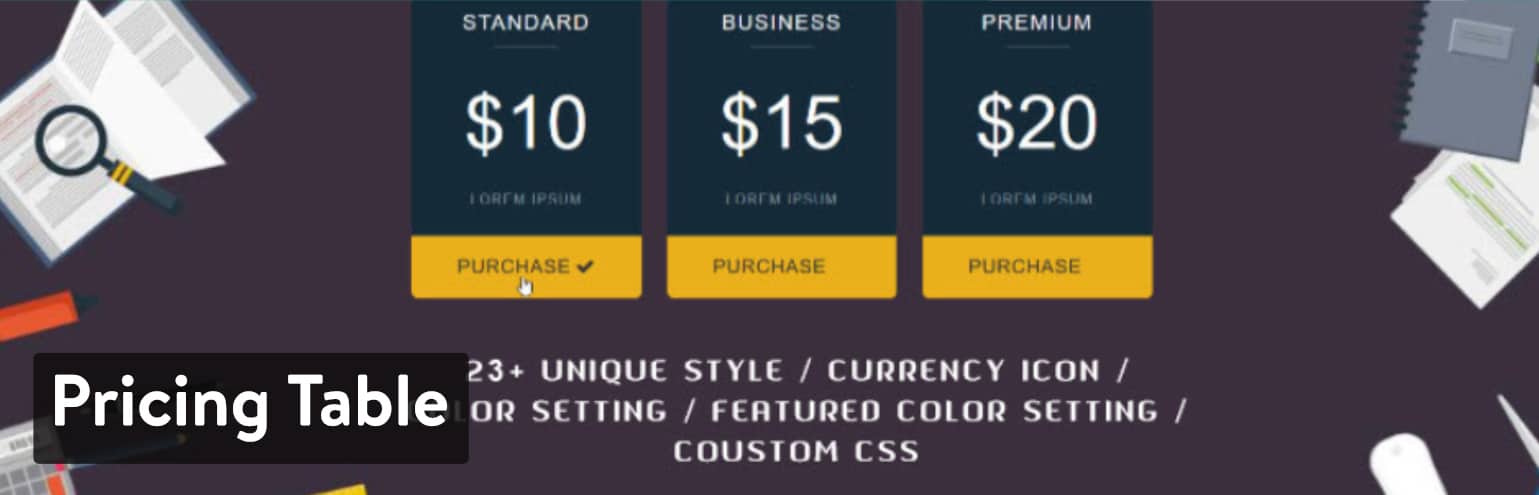 Pricing Table – 価格表、価格リスト、簡単に使える価格表