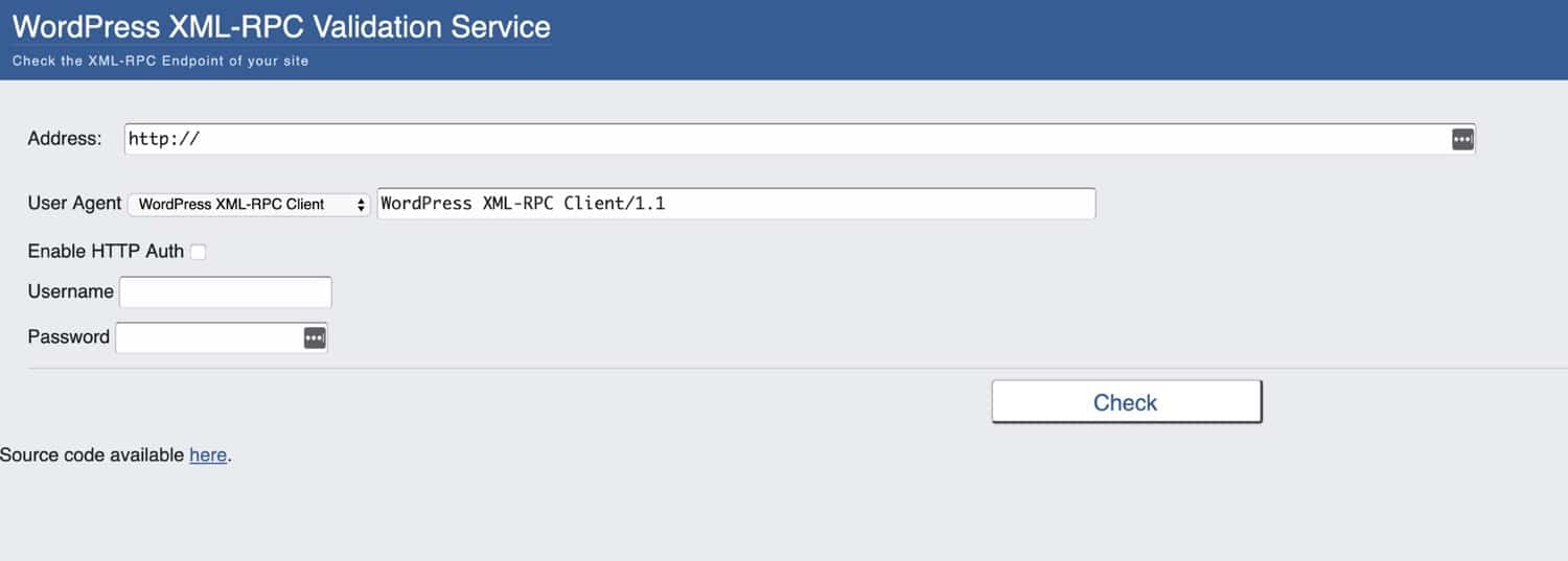 WordPress XML-RPC Validation Service