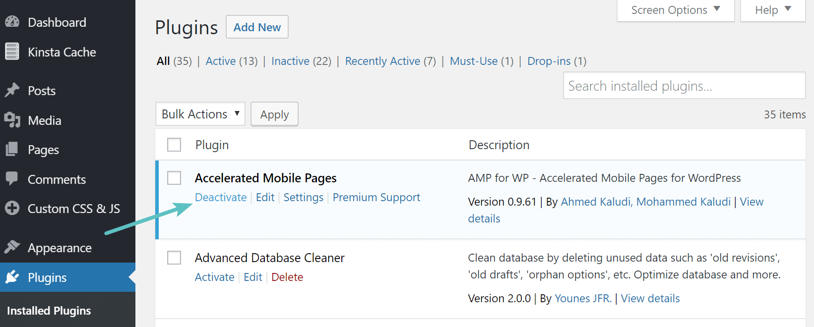 De AMPforWP-plug-in verwijderen