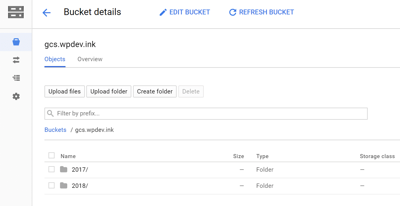Google Cloud Storage WordPress bucket mappen