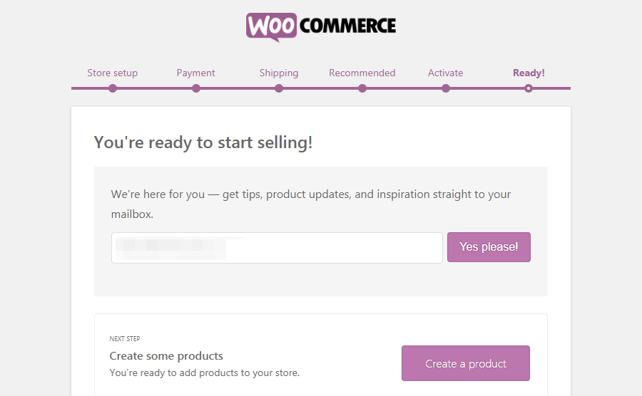WooCommerce is klaar voor gebruik