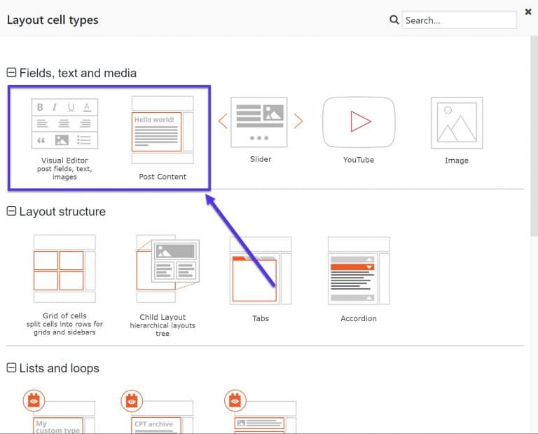 Celtypen voor layouts