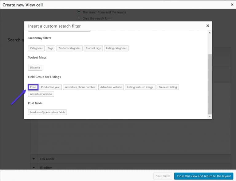 Voeg nieuwe zoekfilters toe via shortcodes