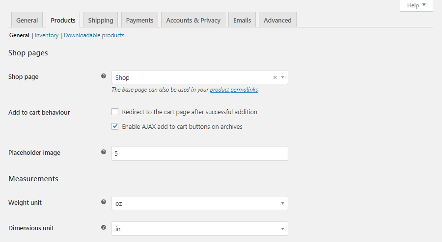 Productinstellingen WooCommerce