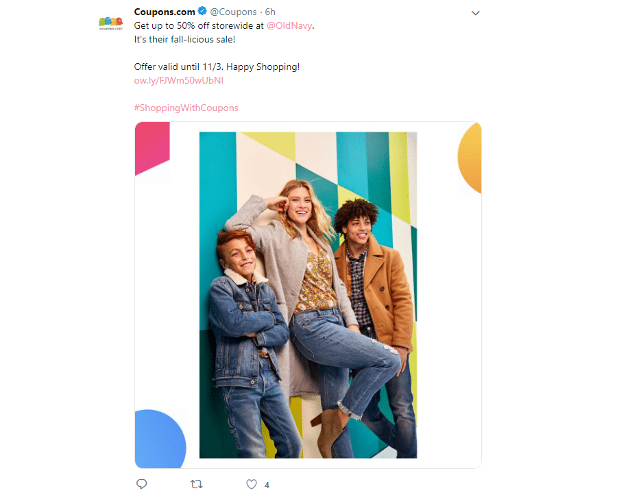 Een Coupons.com tweet