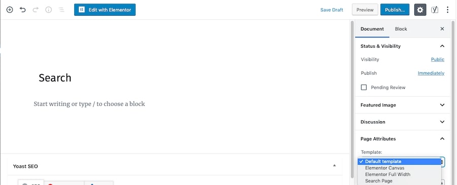 Sjabloon voor Search Page