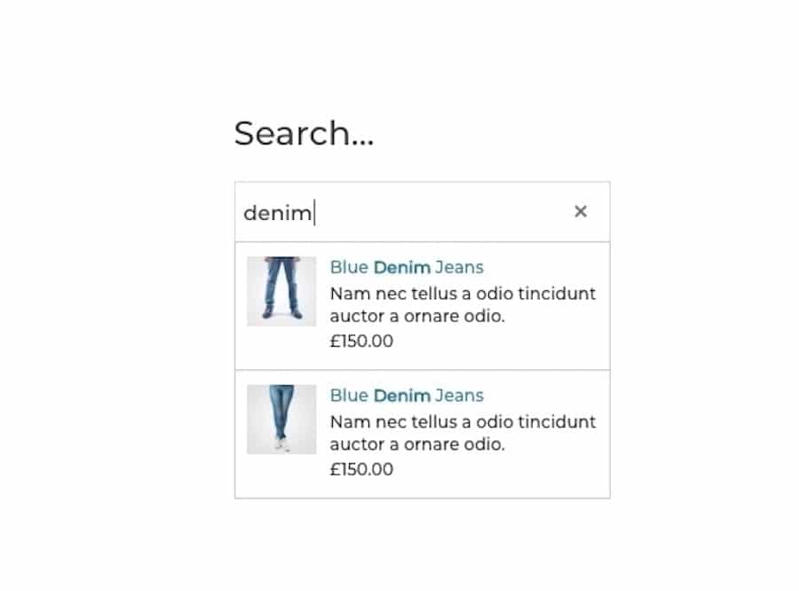 Advanced Woo Search: live zoekresultaten