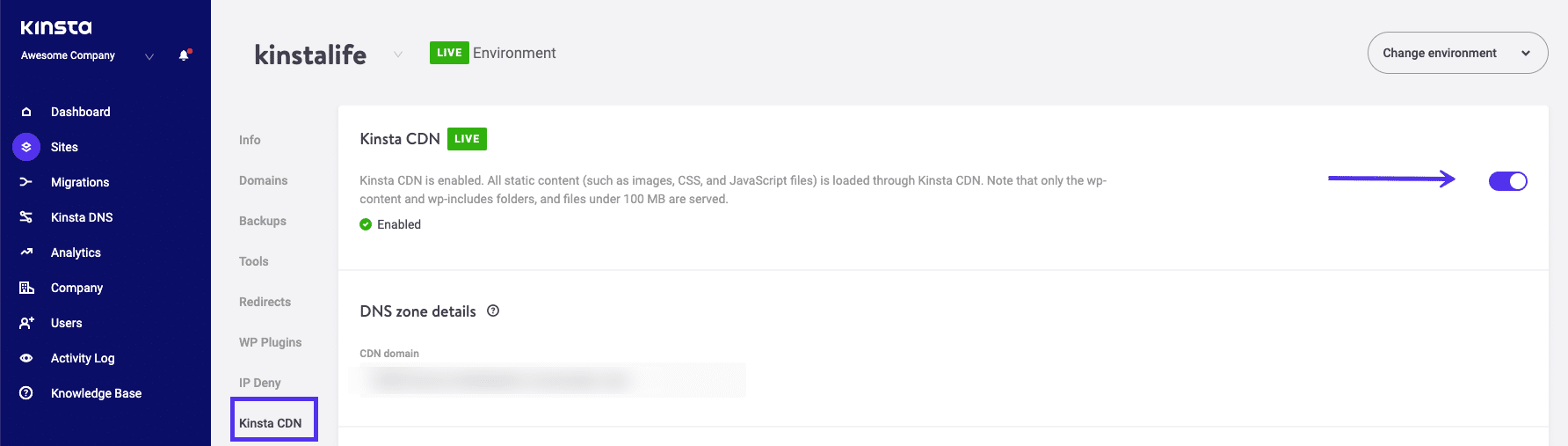 Kinsta's CDN uitschakelen