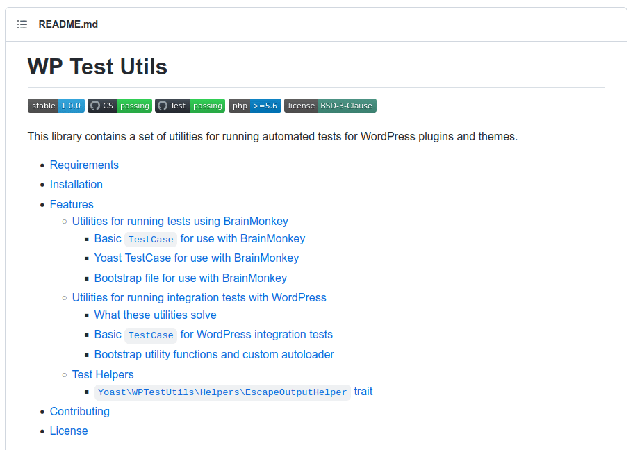WP Test Utils screenshot