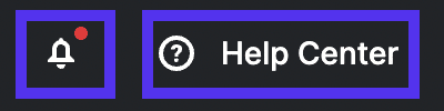 Handige Kennisgeving en Helpcentrum knoppen.