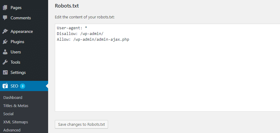 Como editar Robots.txt no Yoast