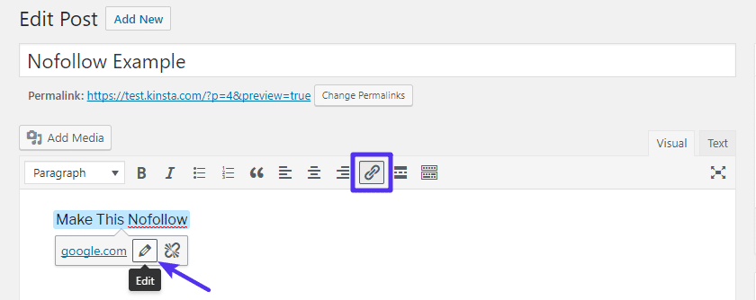 Insert a link as you normally would