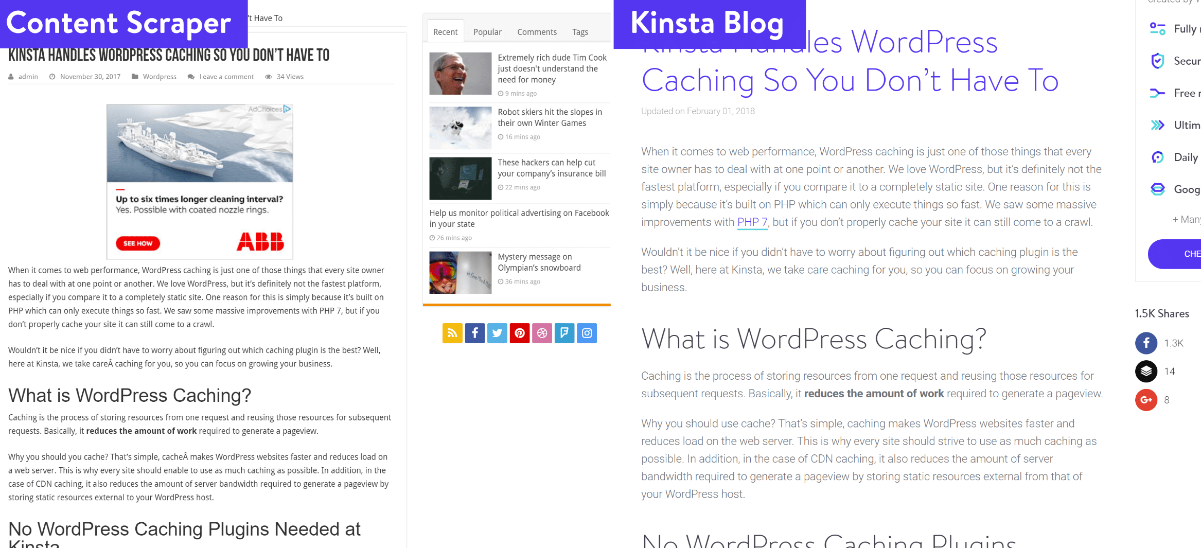 Postagem no blog do raspador de conteúdo