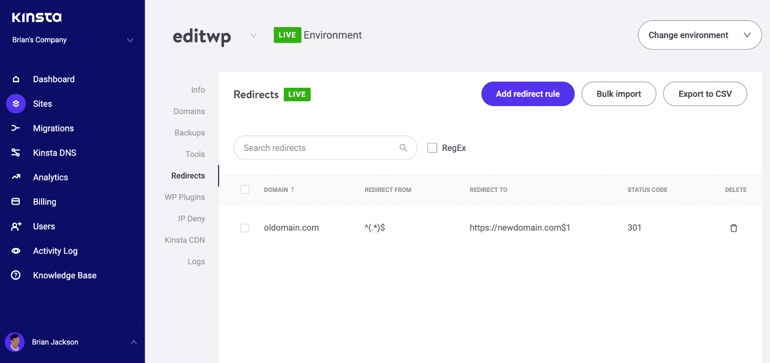 Redirecionamento do WordPress 301