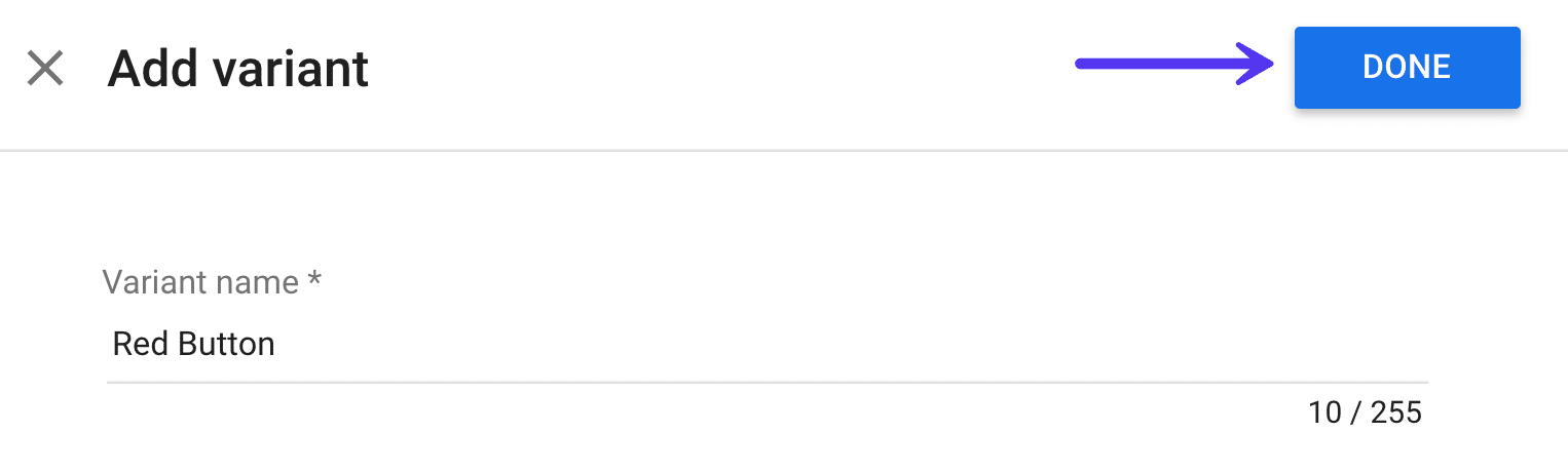 Nome de variável no Google Optimize